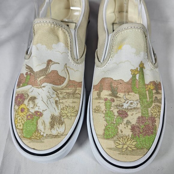 Vans Cream and Green Desert Sneakers with Slip-On Design Boy's size 3.5 Women 5 - Picture 2 of 8